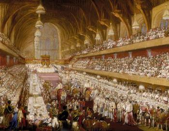 19th centuary painting of Westminster Hall.